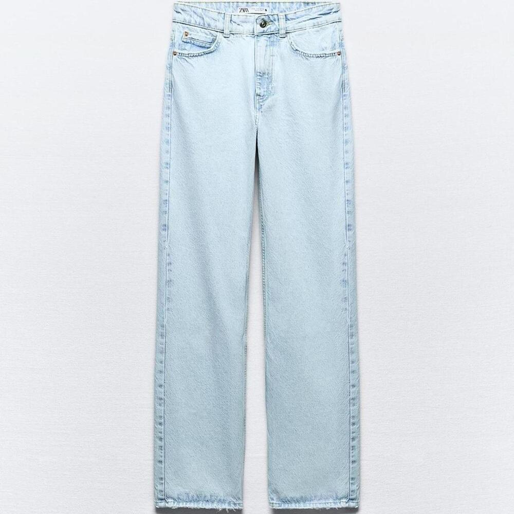 Zara Regular Leg High Waist Long Length Jeans